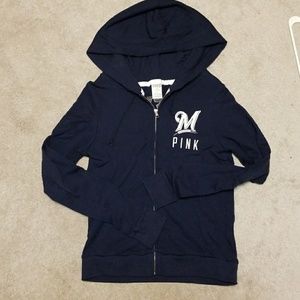 PINK Milwaukee Brewers bling zip up hoodie